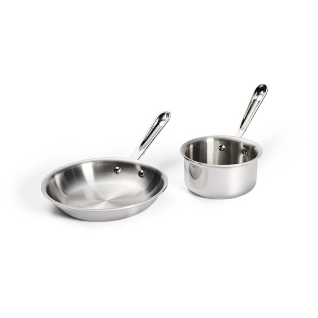 All-Clad 2pc Stainless Steel Set, 3-Ply Bonded Cookware, Silver