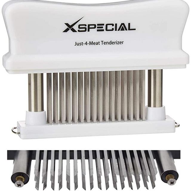 Kitchen Meat Tenderizer Tool | Easy to Use & Clean 48-Blades Stainless Steel - Best Tenderizing, Marinade & Flavor Maximizer With No Altering or Distorting The Cuts of Meat - 100% No Hassle Guarantee!