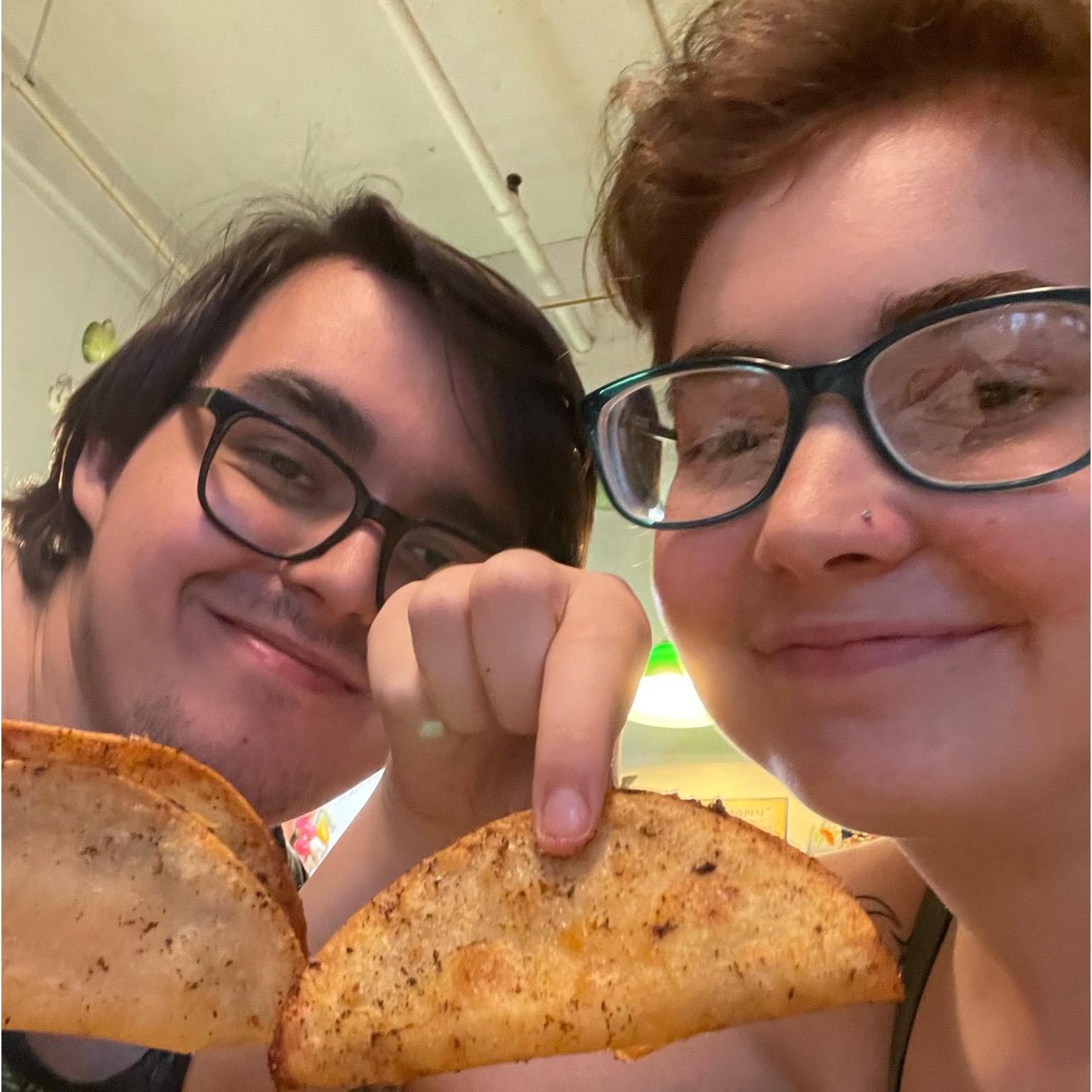 Cass and Matt love a good Mashed Potato Taco!