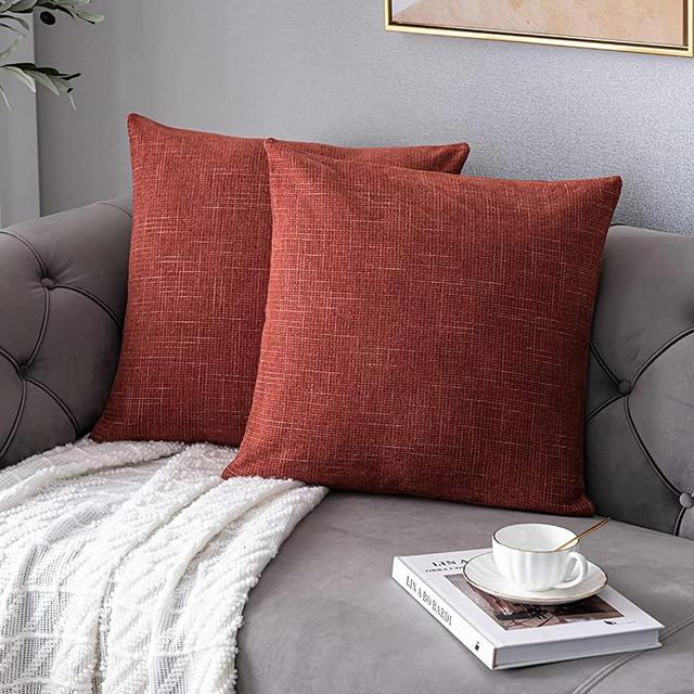 Anickal Rust Pillow Covers 20x20 Inch Set of 2 Rustic Farmhouse Chenille Decorative Throw Pillow Covers Square Cushion Case for Home Sofa Couch Decoration
