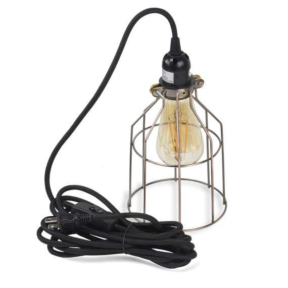 Pendant Lighting by Rustic State - Authentic Vintage Lights Includes 15 feet Plug-in Fabric Cord with Toggle Switch and LED Edison Bulb