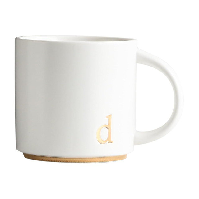 COLLECTIVE HOME - Monogram Ceramic Mugs, 15 oz Golden Initial Coffee Cups, Elegant Alphabet Tea Mugs, Elegant Personalized Mug with Gift Box, Luxurious Cups for Office and Home (d)