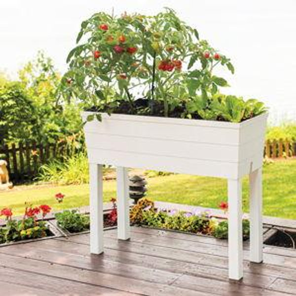 EMSCO GROUP 3-cu ft 13.25-in W x 33-in L x 28.75-in H Elevated White Resin Raised Garden Bed