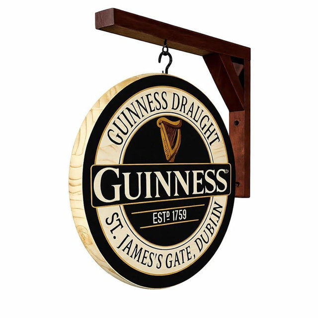 Guinness Pub Sign – St. James’s Gate Double-Sided Hanging Bar Sign, Vintage Irish Pub Decor, Guinness Beer Wall Decor for Home Bar