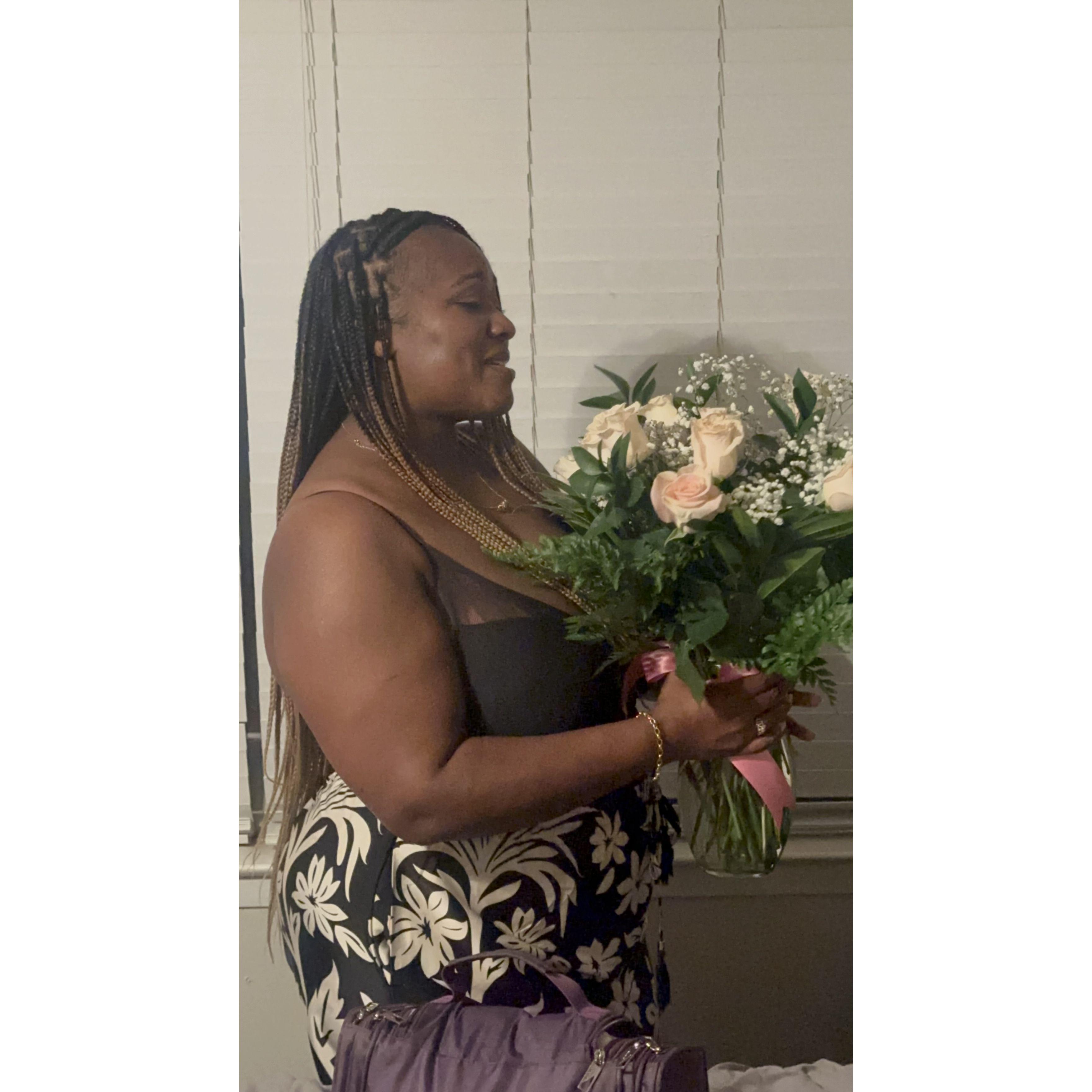 She loves fresh flowers, so near or far, I keep the flowers coming faithfully. Anything for you babe.