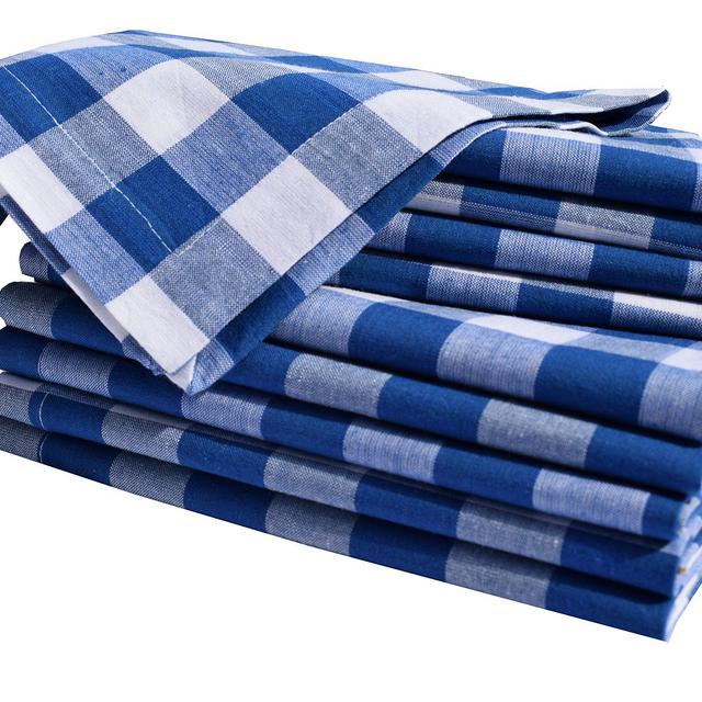 Linen Clubs 12Pack Night Sky Blue White 100% Cotton Yarn Dyed Gingham Check Dinner Napkins 18x18Inch,Clambake Beach Party Nautical Dinner Napkins as Well Offered