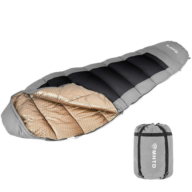 MHTD Winter Cold Weather Sleeping Bag for Adults 0 Degree,Cotton Canvas with YKK Zipper Compact Backpacking Mummy Camping Sleeping Bag