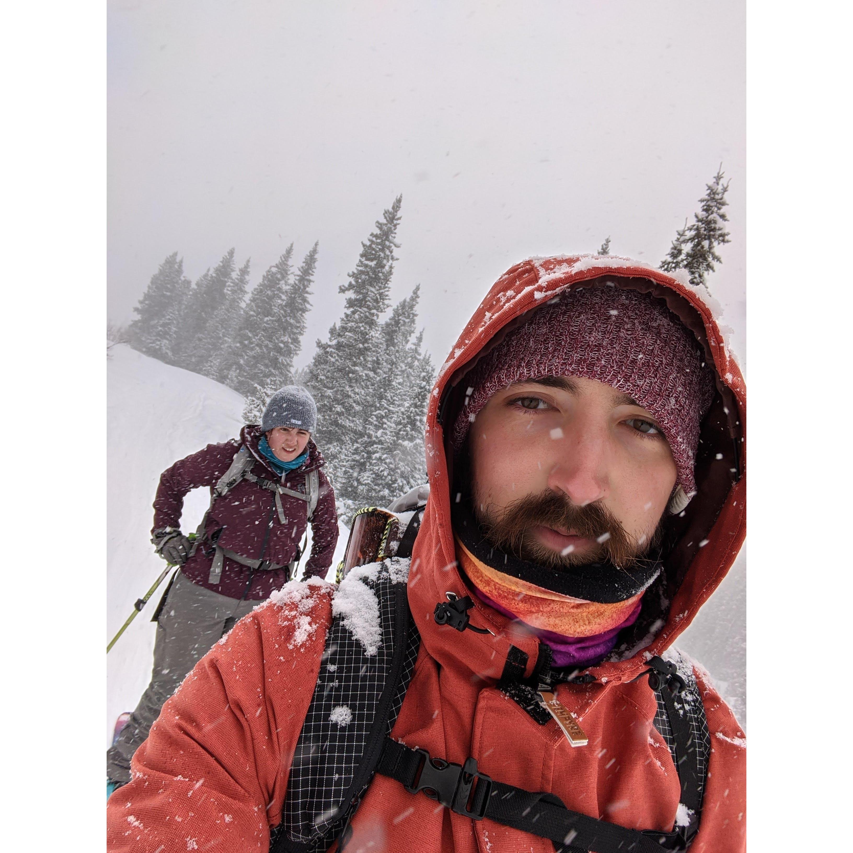 Backcountry skiing in Mayflower Gulch