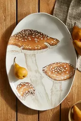 Mushroom Oval Serving Platter, Light Brown