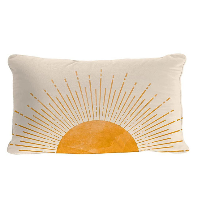 OGILRE Sun Sunrise Sunshine Abstract Home Girls Bedroom Decorations Soft Throw Pillow Cover, Sunset Boho Pillow Case Pillowcase, 12x20 Inch