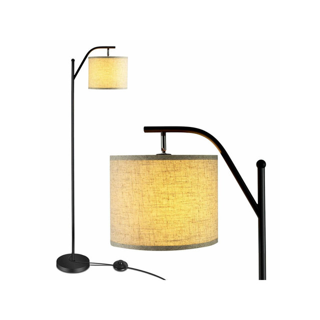 Tangkula Mid Century Tall Pole Floor Lamp w/ Arc Hanging Shade, Foot Switch & Metal Base, Indoor Reading Standing Light