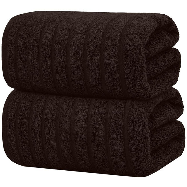 DAN RIVER Pack of 2 Bath Sheet 35x70 Inches, Ribbed Oversized Bath Sheets Towels for Adults, Fluffy and Soft Plush Towels - Brown