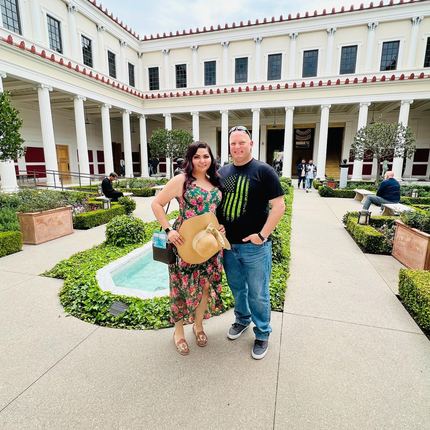 Scott’s First Trip to The Getty’s Villa California.
Fun Fact:
The Bride Enjoys Historical Photogenic Museums.
The Groom Enjoyed Cars Land in DCA. He hunted down the Car’s Sheriff Toy.