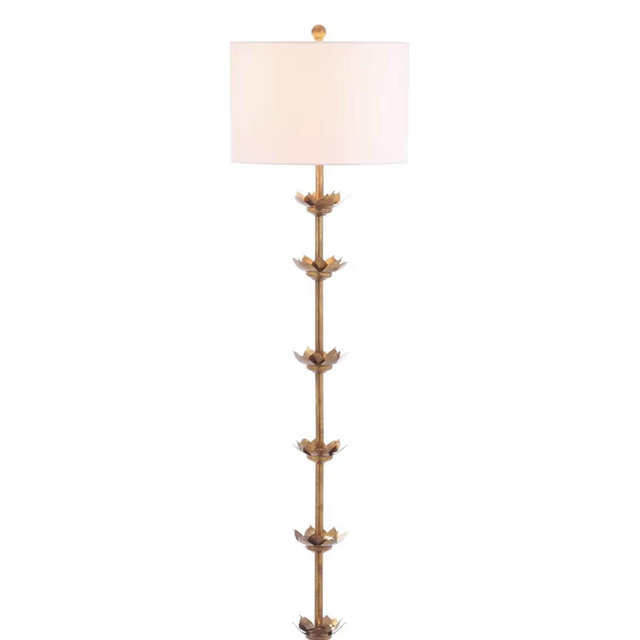Safavieh FLL4003A Lighting Collection Landen Leaf 63.5" Antique Gold Floor Lamp, Metal