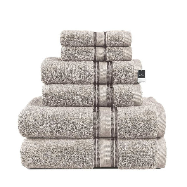 LANE LINEN Luxury Bath Towels Set - 6 Piece Set, 100% CottonBathroom Towels, Zero Twist, Shower Towels, Extra Absorbent Bath Towel, Super Soft, 2 Bath Towels, 2 Hand Towels, 2 Wash Cloths - Platinum