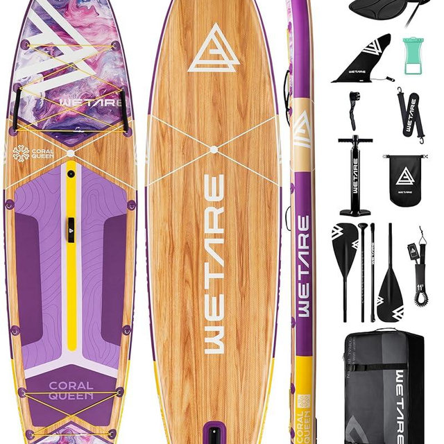 WETARE 11'6"x35" Inflatable Paddle Board, 450lbs Extra Wide Stand Up Sup Board for Adults, Blow Up Paddleboard Kayak Non-Slip Stable Deck Boat for Yoga Fishing Surf