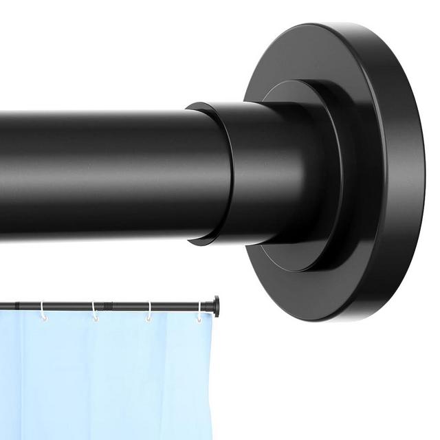 CorkLatta Shower Curtain Rod 31-80 Inch,1 Inch Diameter Adjustable Matte Black Spring tension Stainless Steel Telescoping Rod,Easy Install,No Rust
