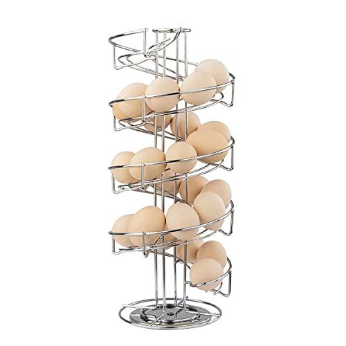 Toplife Spiral Design Stainless Steel Egg Skelter Dispenser Rack,Storage Display Rack,Silver