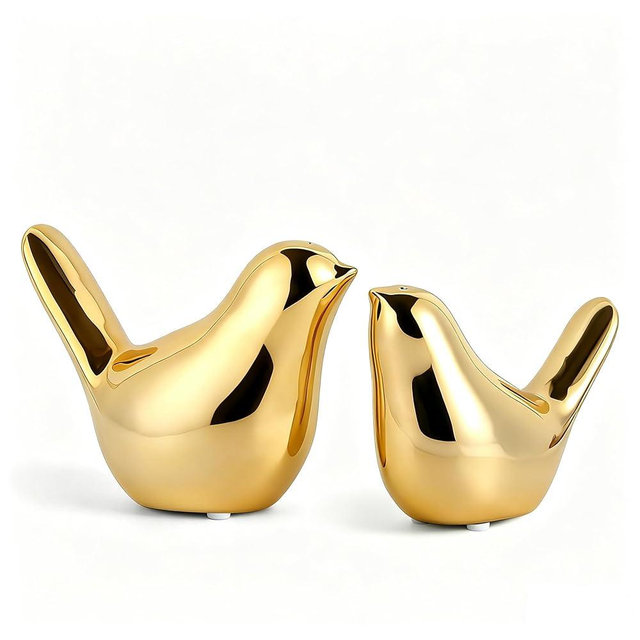 Bird Salt And Pepper Shakers Cute Kitchen Table Decor Salt And Pepper Set Bird Decor Cute Kitchen Accessories Gold Decor