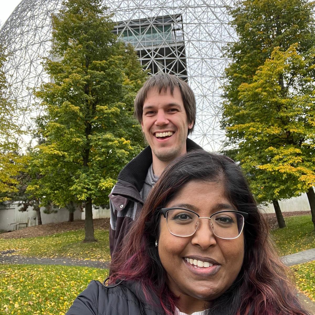 In front of Montreal's Biosphere