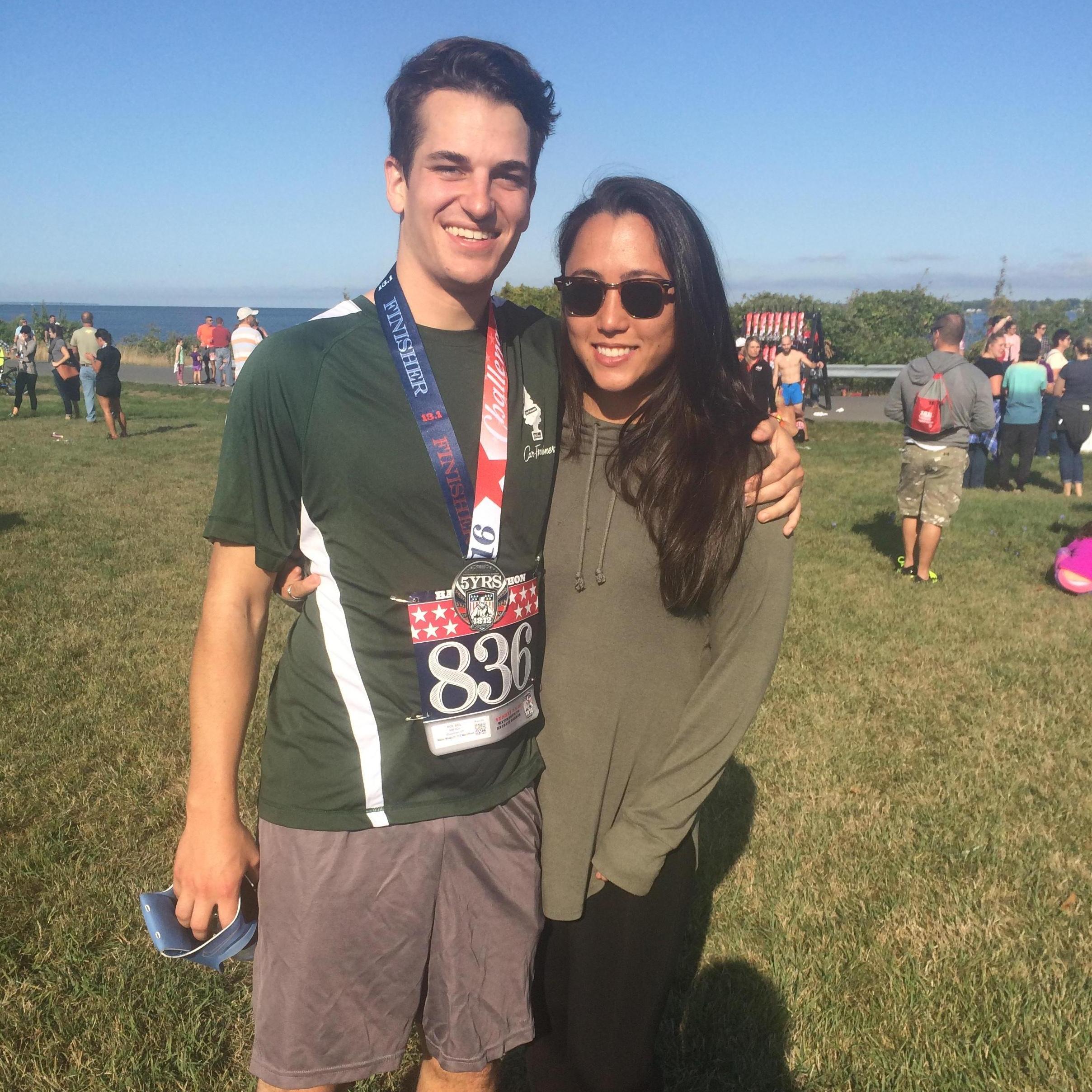 Billy ran his first half-marathon up in Sackets Harbor, NY and Lauren drove up to cheer him on.