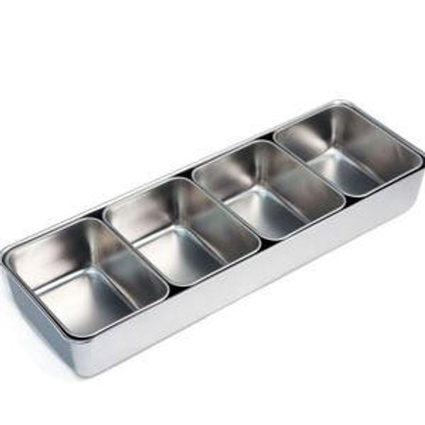 Stainless Steel Yakumi Mise En Place Pan 4 Compartment Set