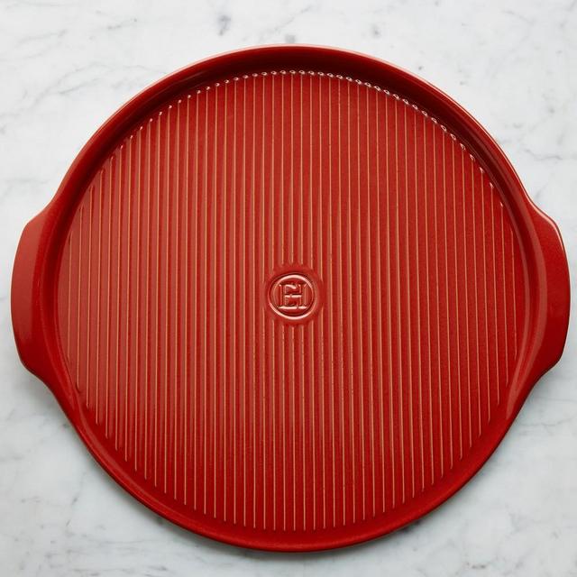 Emile Henry Ribbed Pizza Stone, Red
