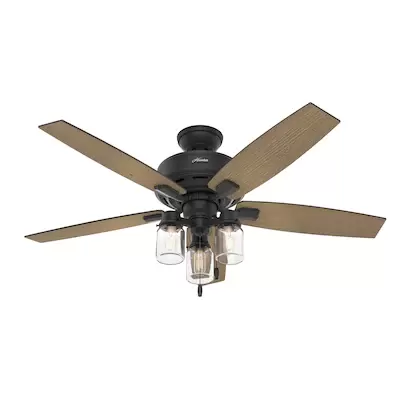 Hunter Lincoln 52-in Natural Iron LED Indoor Ceiling Fan with Light (5-Blade)