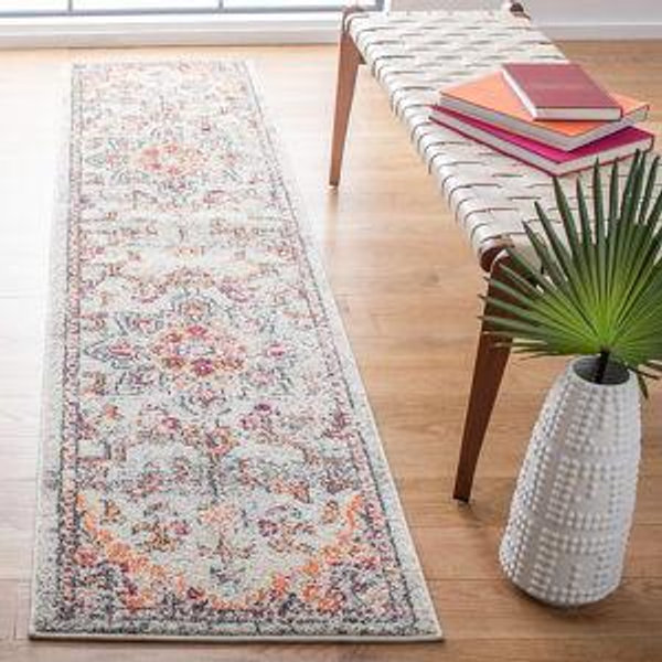 Safavieh Madison 473E Beige / Orange Bohemian Runner 2ft-2-in x 18ft Rug