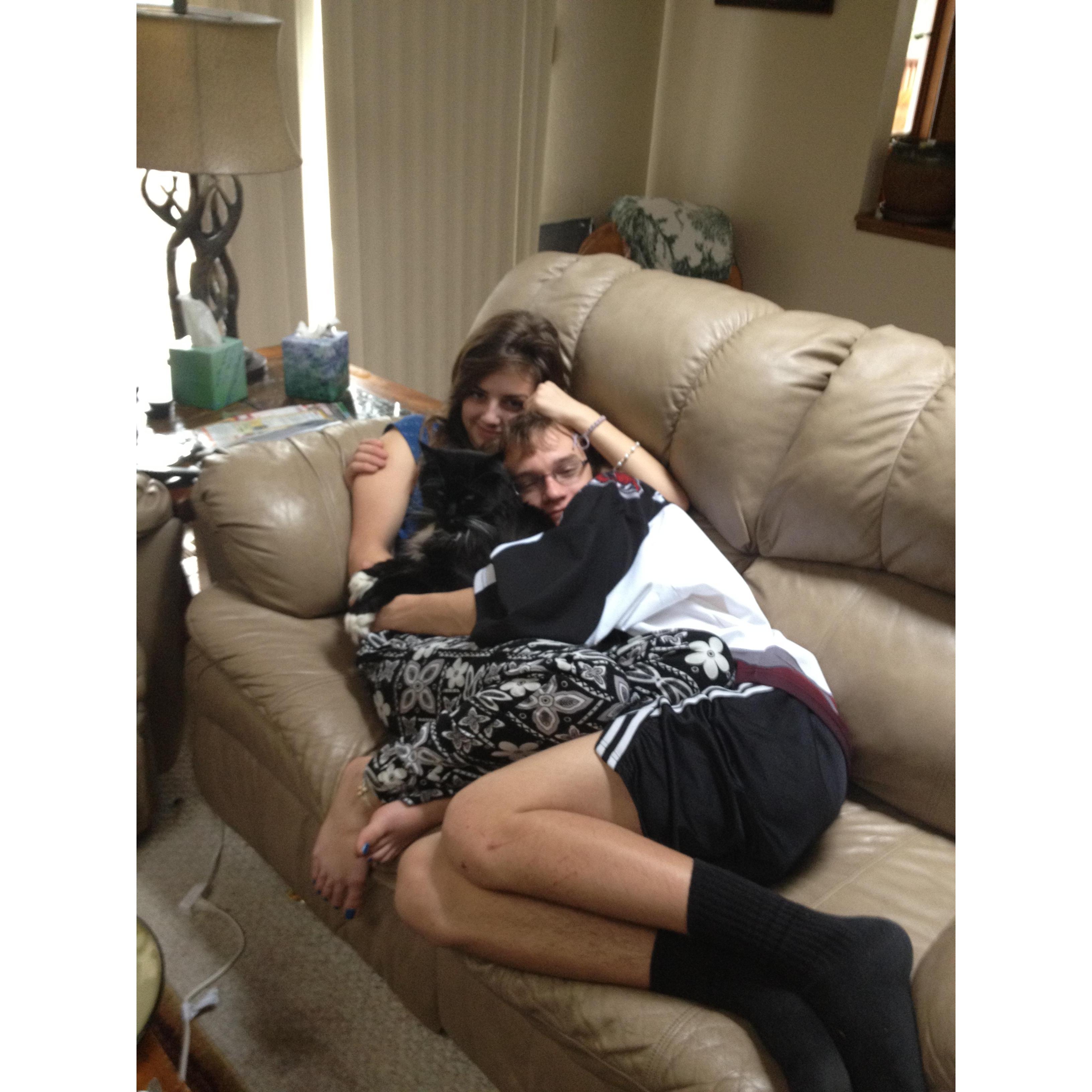 Blake's 17th birthday with Lucky, the legendary kitty cat