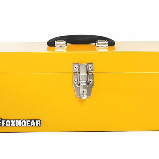 HantekSteel 16" Portable Steel Heavy-duty Tool Box 18-Gauge with Metal Latch and Handle Yellow