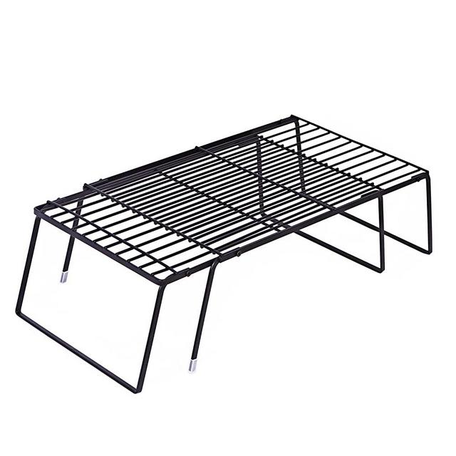 SAIANTTH Kitchen Cabinet Shelf Organizer Rack Expandable Counter Shelf Storage 2 in 1 - Holds Heavy Weight, Stackable, Sturdy, Portable with Non-Slip Feet