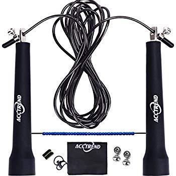 Jump Rope - Best for Speed Jumping, Double Unders, WOD, MMA, Boxing, Skipping Workout, Fitness Exercise Training - Adjustable Length - with Carry case, Spare Screw kit