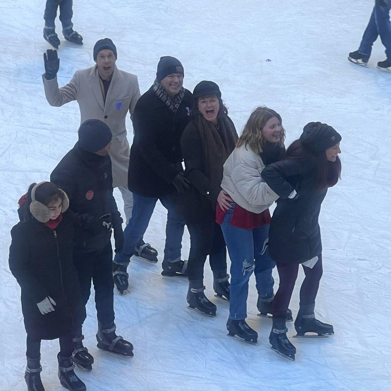 If there's ever a chance to enter the Olympics as an ice skating train, I think we could bring home gold. With Patti, Jeremy & Adrienne.