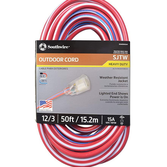Southwire 02548-USA1 50-Foot Contractor Grade 12/3 with Lighted End American Made Extension Cord
