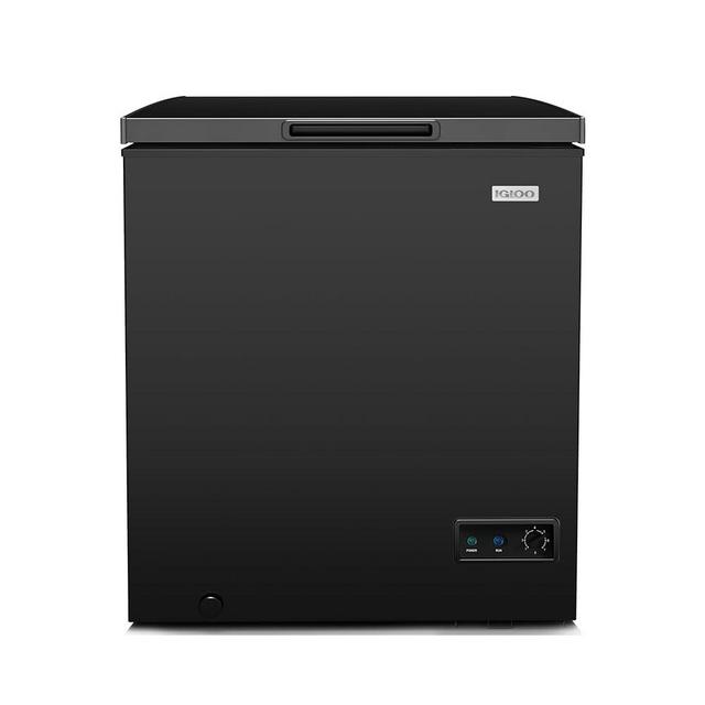 Igloo 5.0 Cu. Ft. Chest Freezer With Removable Basket, Free-Standing Door Temperature Ranges From-10° to 10° F, Front Defrost Water Drain, Perfect for Homes, Garages, Basements, RVs, Black