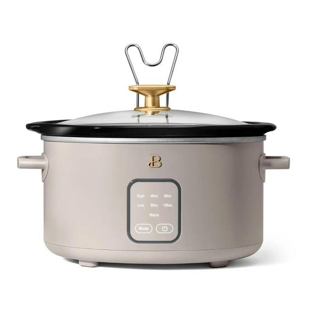Beautiful 4-Quart Slow Cooker with Touch-Activated Display, Programmable Digital Controls, Removable Non-Stick Pot, Keep Warm Function (Porcini Taupe)