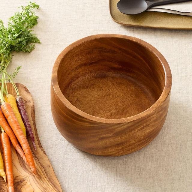 Large Modern Wood Serve Bowl, Stained