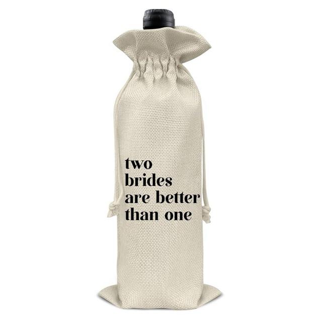 RNYJJ Two Brides Are Better Than One Lesbian Wedding Gift Wine Bag Same Sex Wedding Gift LGBT Gay Bridal Shower Wine Gift Bag (1PC)