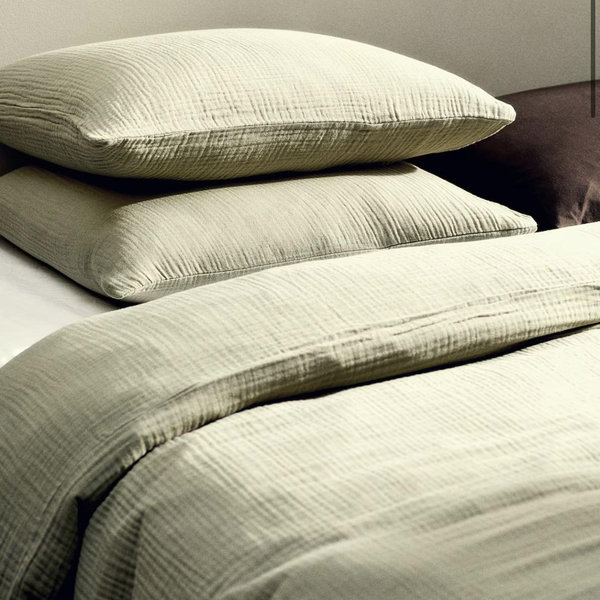 Muslin King Duvet Cover Set - Light Dusty Green H&M