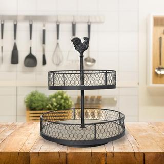 Rooster 2-Tier Round Tray