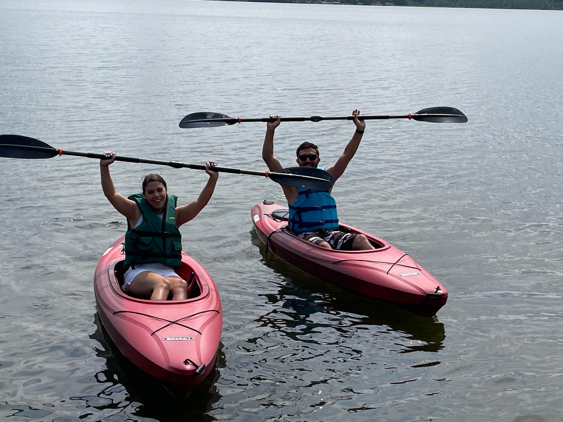 Stephanie's first time kayaking in Amery, WI.