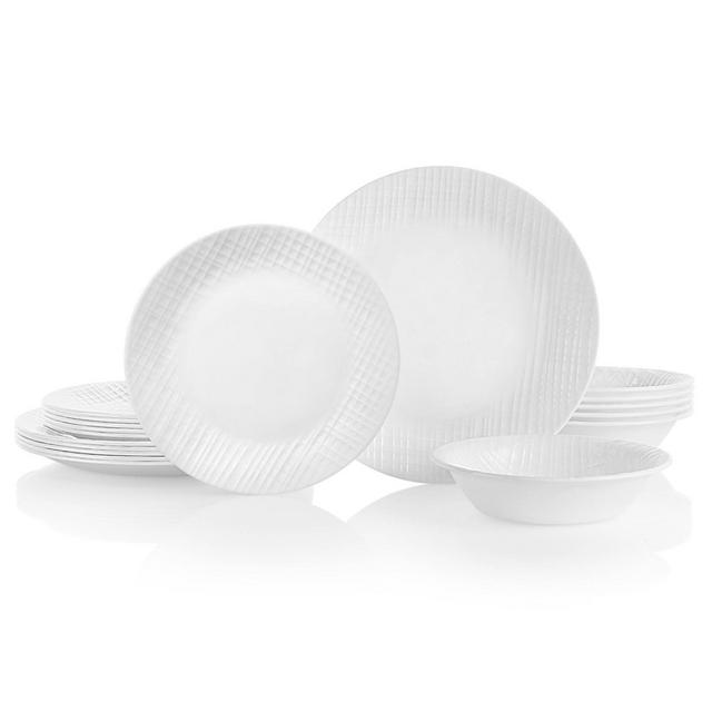 Corelle 18pc Ceramic Linen Weave Dinnerware Set