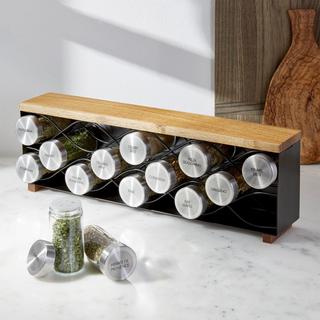 Laurel 14-Jar Spice Black Metal Spice Rack