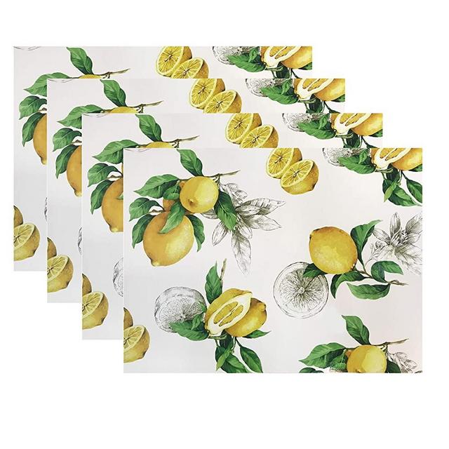 Benson Mills Lemon Cork Placemat, 11.8-inch by 15.75-inch (set of 4), Ivory