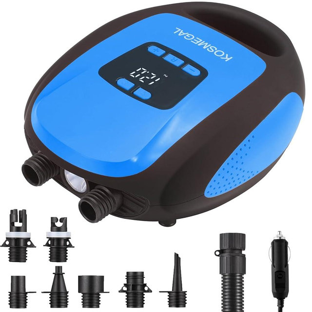 kosmegal Paddle Board Pump Electric Portable, SUP Pump for Paddleboard, 20PSI Air Compressor with Auto-Off, Deflation Function and 12V DC Car Connector for Inflatables, Kayaks and Boats