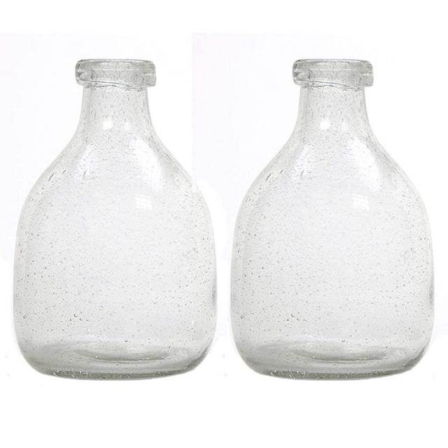 Hosley Set of 2 Clear Glass Bottle Vases 7'' High. Ideal Floral Vase Gift for Wedding Special Occasion Home Office Dried Floral Arrangements O5…