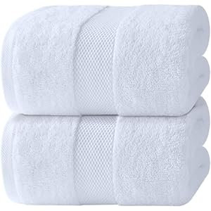 White Classic Luxury Bath Towels Set of 4 Large - 700 GSM Turkish Cotton Ultra Soft Bath Towels 27x54 | Highly Absorbent and Quick Dry | Hotel Towels for Bathroom Luxury, Plush Shower Towels, White
