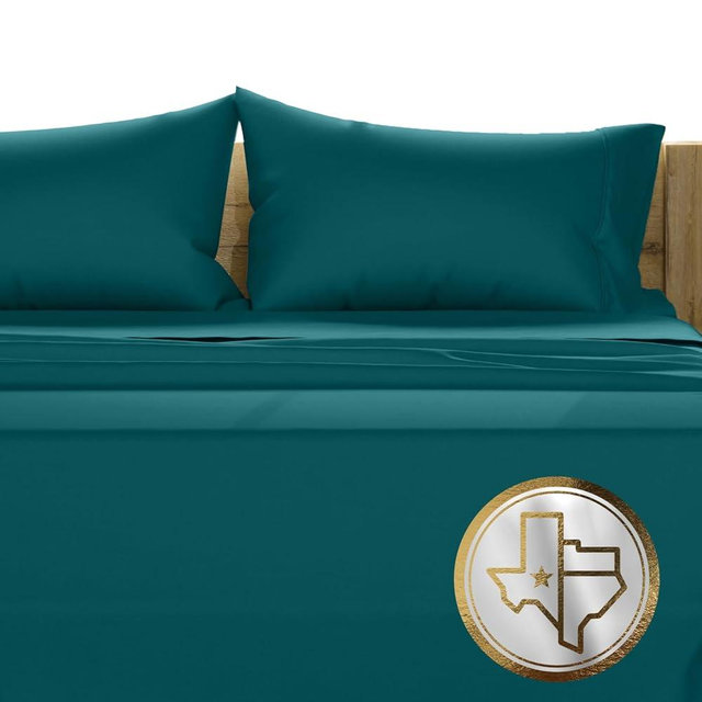 TEXAS LINEN CO. King Sheets Set Egyptian Cotton - 1500 Thread Count 4 PC Egyptian Cotton Sheets King Size, Luxury Sheets King Size, Cooling High Thread Count Deep Pocket Sheets, Fits Upto 18" - Teal
