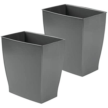 Trash Can for Bathrooms- Shatter-Resistant Plastic, 2 Pack - Charcoal Gray